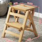 Solid Wood Step Stool In Indoor Living Room