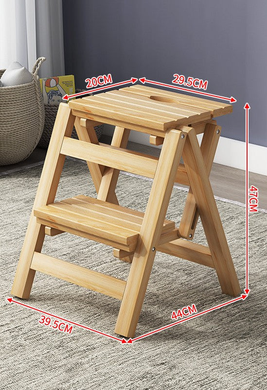 Solid Wood Step Stool In Indoor Living Room