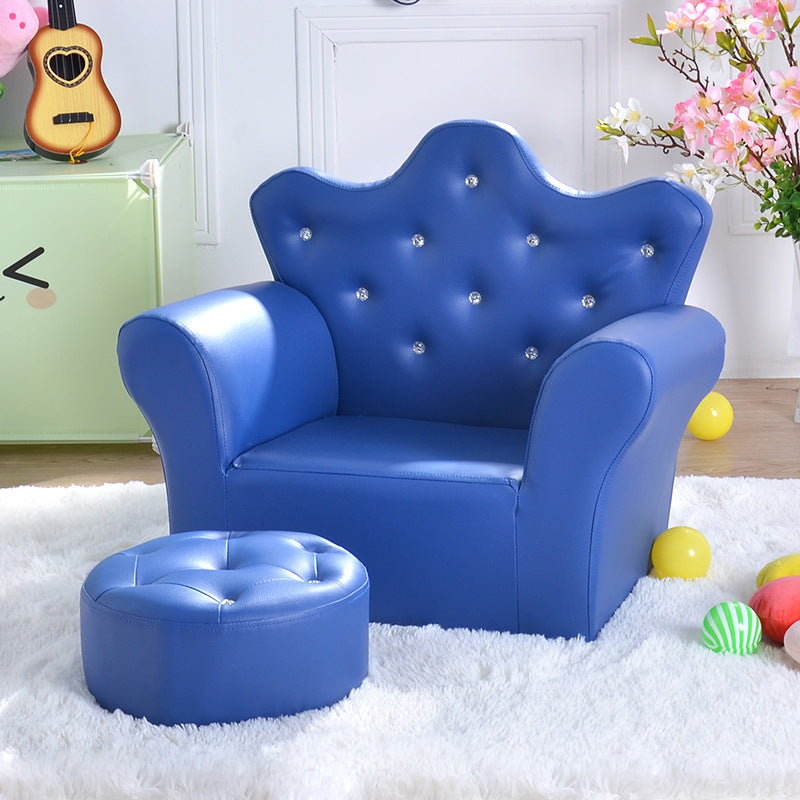 Children's Mini Cute Crown Sofa With Stool