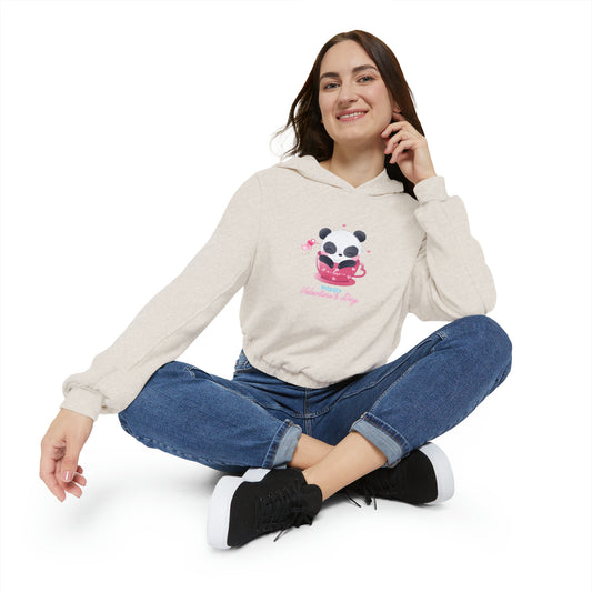 Panda Happy  Valentine’s Day Women's Cinched Bottom Hoodie