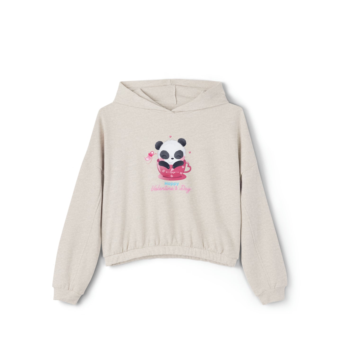 Panda Happy  Valentine’s Day Women's Cinched Bottom Hoodie