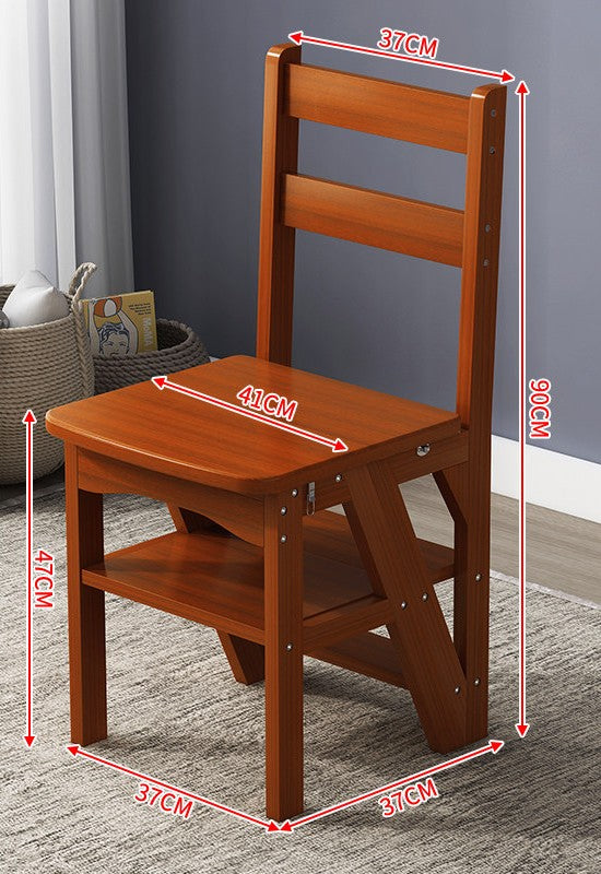 Solid Wood Step Stool In Indoor Living Room