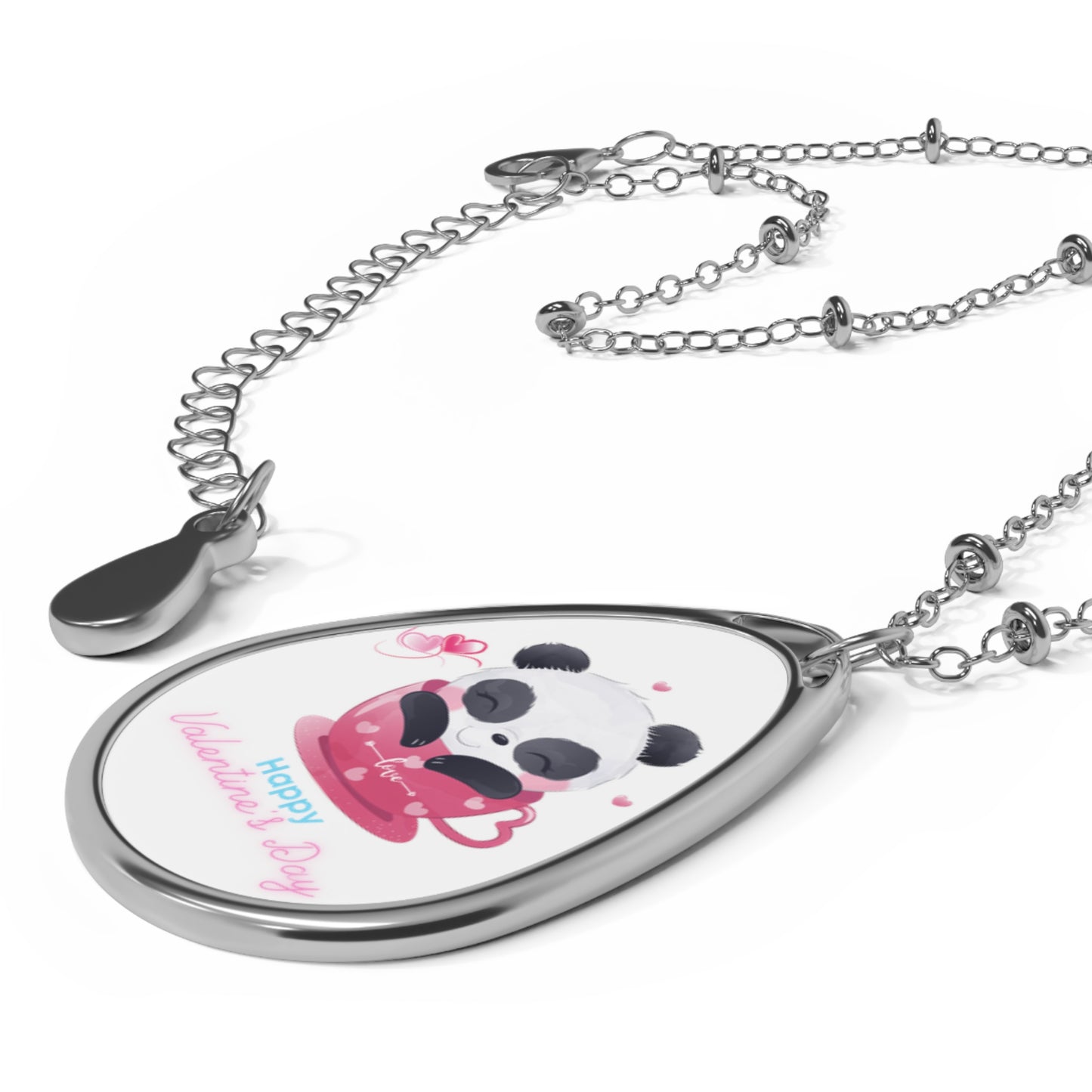 Panda Happy  Valentine’s Day Oval Necklace