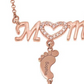 Mothers Day Gift Baby Feet Crystal Pendant Mom Necklace Personalized Custom Names Choker For Ladies