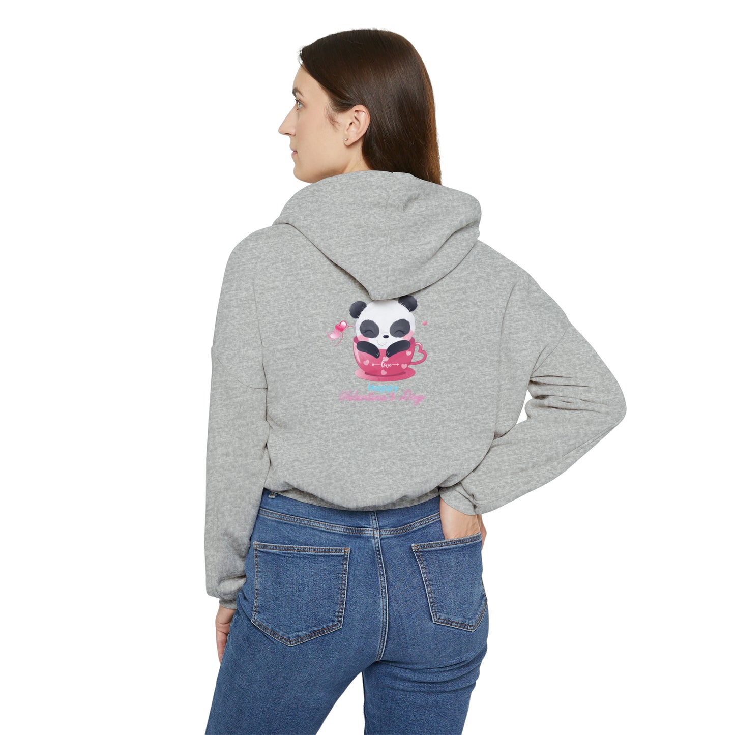 Panda Happy  Valentine’s Day Women's Cinched Bottom Hoodie