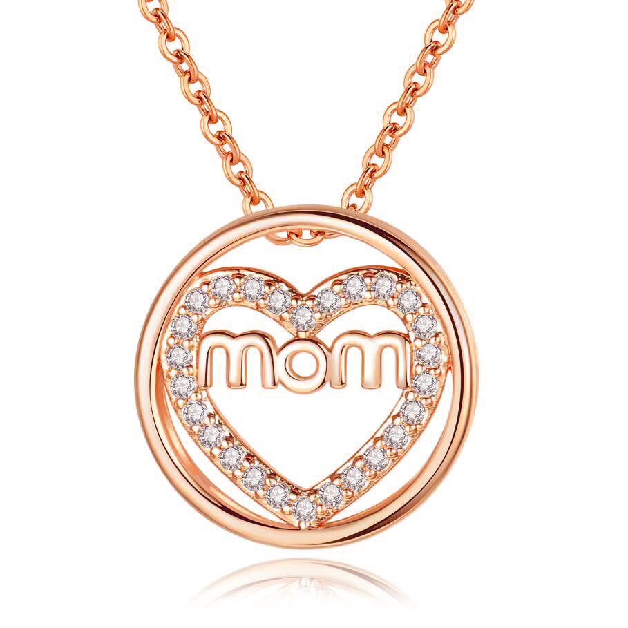 MOM Zircon Round Mother Necklace