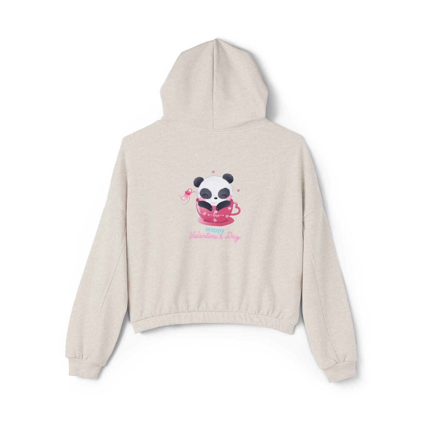 Panda Happy  Valentine’s Day Women's Cinched Bottom Hoodie