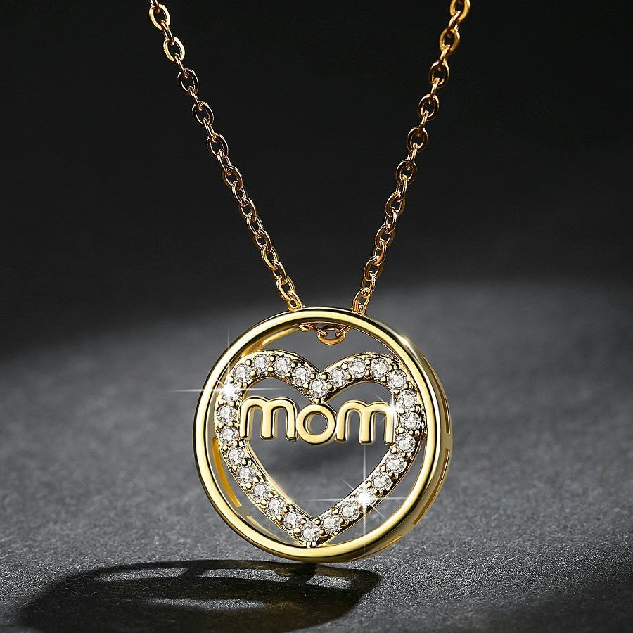 MOM Zircon Round Mother Necklace