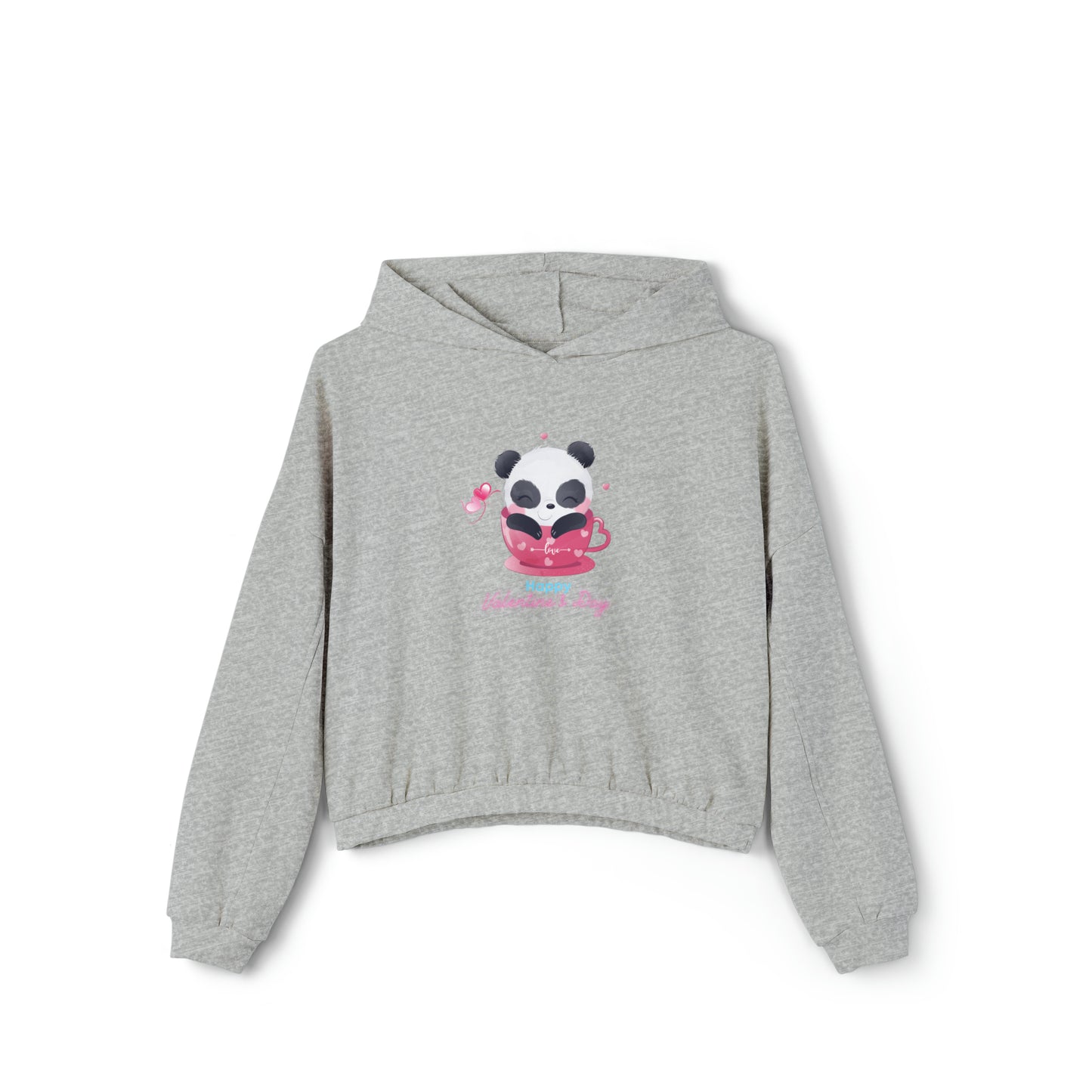 Panda Happy  Valentine’s Day Women's Cinched Bottom Hoodie