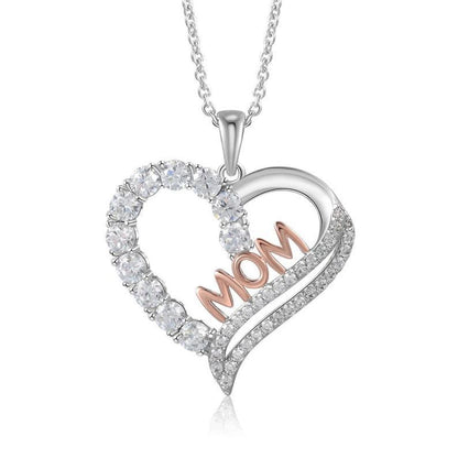 European And American Cross Border Jewelry Fashion Creative Mother'S Day Gift Mom Love Diamond Pendant Necklace Accessories