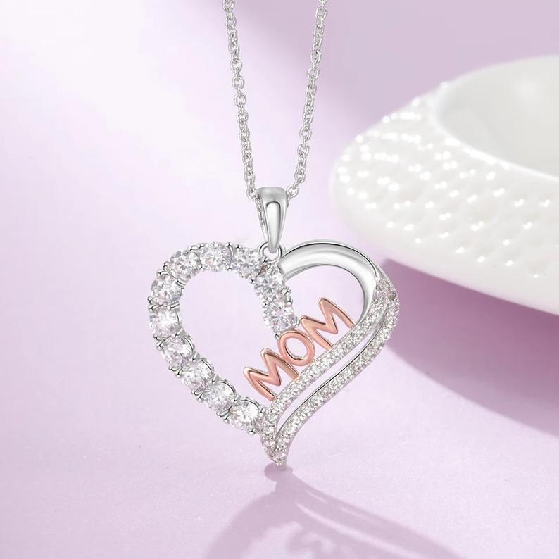 European And American Cross Border Jewelry Fashion Creative Mother'S Day Gift Mom Love Diamond Pendant Necklace Accessories