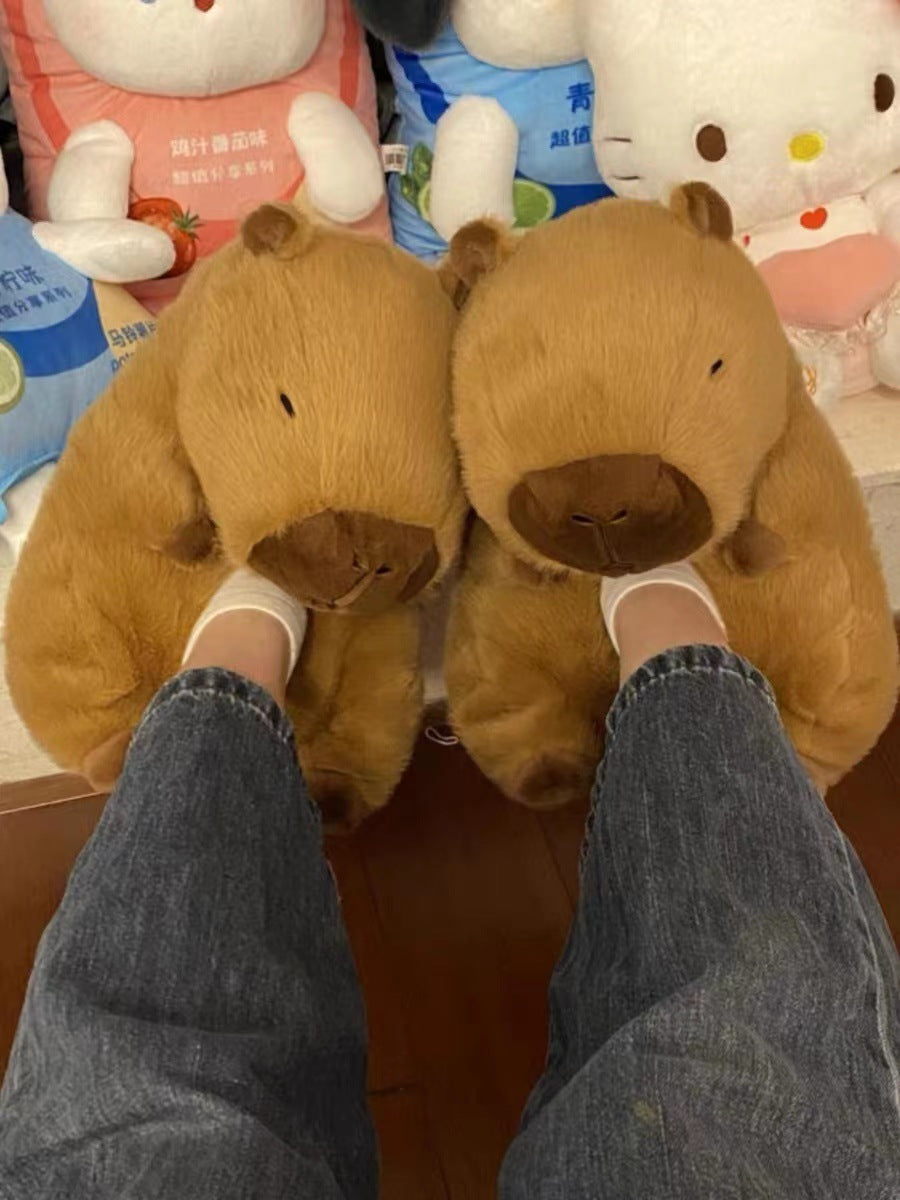 Bear Cotton Slippers Plush Slippers Kappibara Slippers Cartoon Capybara Cotton Slippers