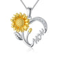 Necklace for Mom 925 Sterling Silver Sunflower Heart I Love You Mother Pendant Jewelry Mother's Day Birthday Gift