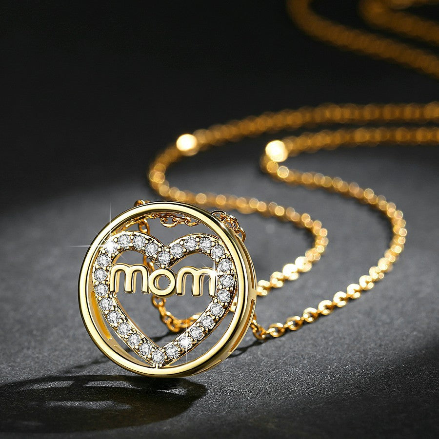 MOM Zircon Round Mother Necklace