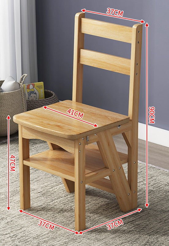 Solid Wood Step Stool In Indoor Living Room