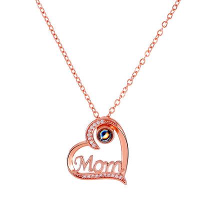 Diamond MOM Letter Heart Necklace Fashion