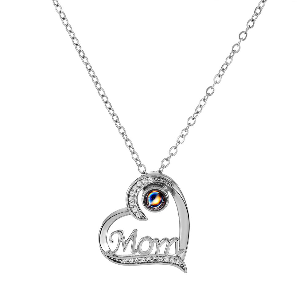 Diamond MOM Letter Heart Necklace Fashion