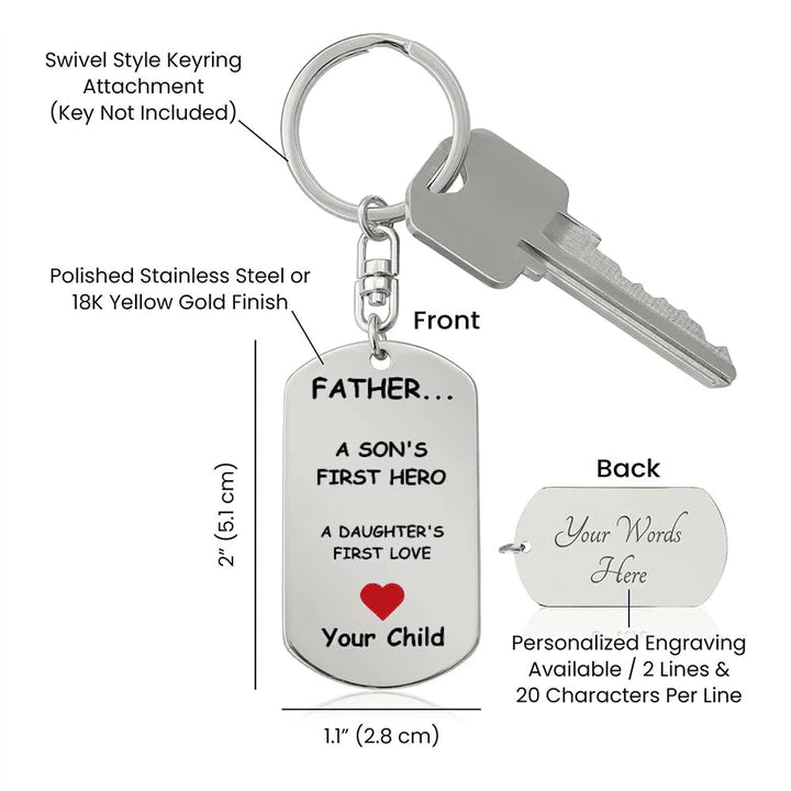 Dad Keychain, Fathers Day Gift From Son Daughter, Gift For Him, Birthday Gift For Daddy