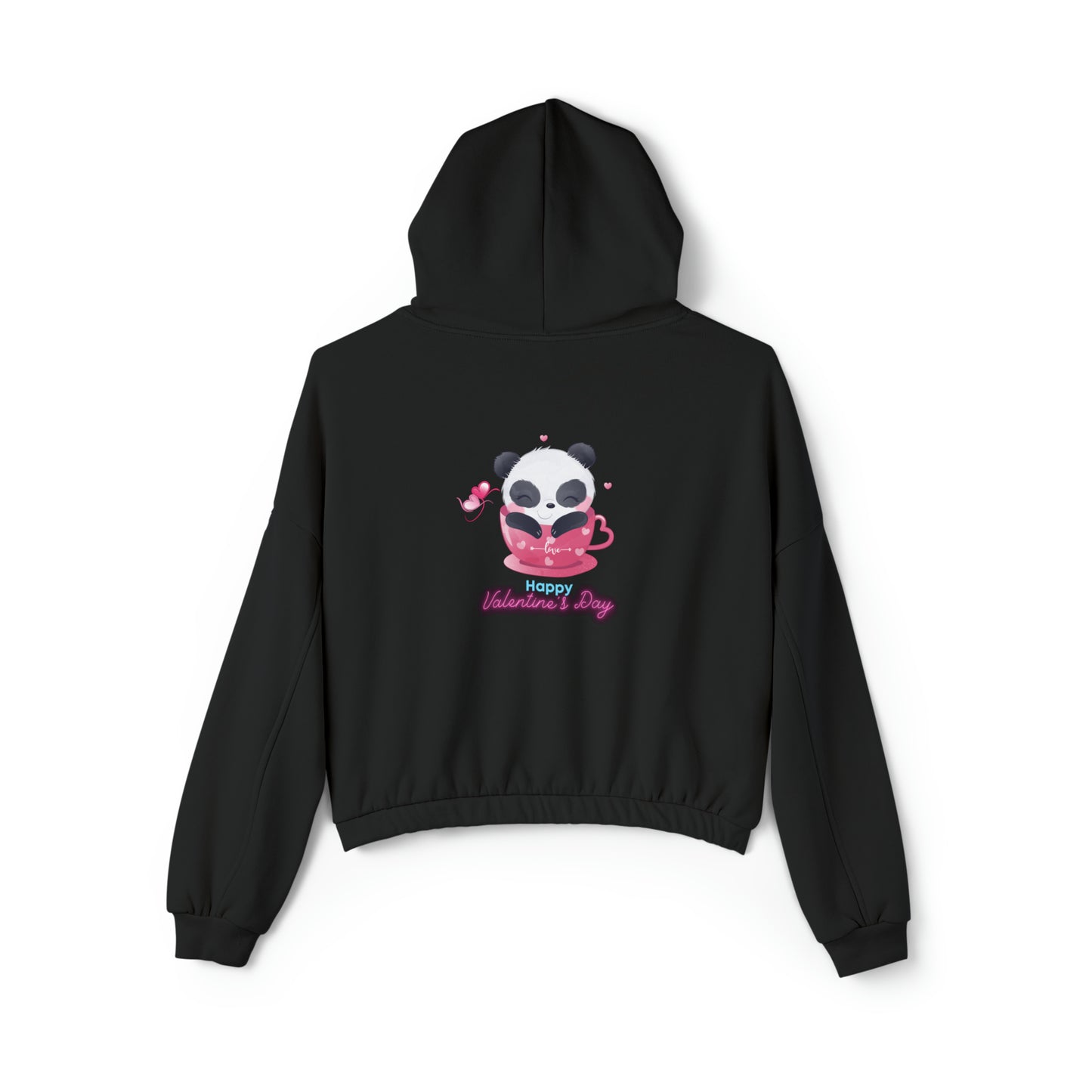 Panda Happy  Valentine’s Day Women's Cinched Bottom Hoodie