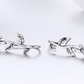 Authentic 100 925 Sterling Silver Rose Flower Plant Stud Earrings For Women Sterling Silver Jewelry Mom Gift SCE380