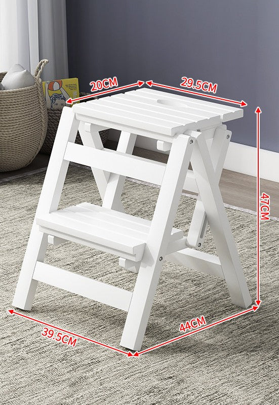 Solid Wood Step Stool In Indoor Living Room