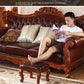Leather Square Stool Solid Wood Shoe Changing Stool