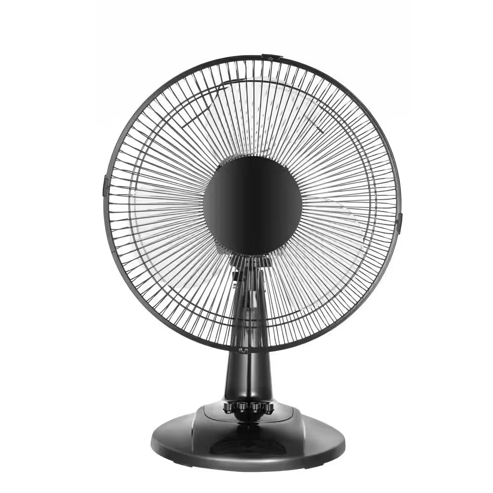 12 In. 3 Speed Personal Desk Fan in Black