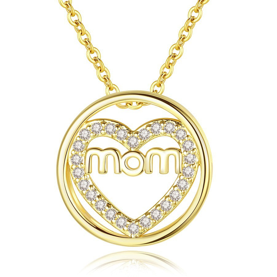 MOM Zircon Round Mother Necklace