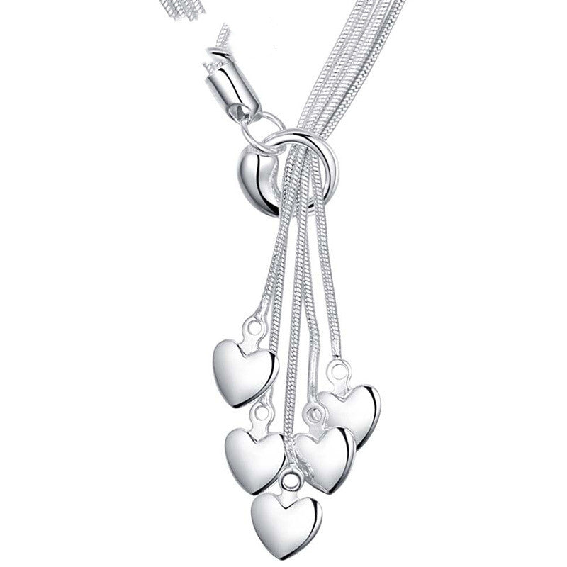 Silver Tassel Tai Hanging Heart Big Heart Bracelet