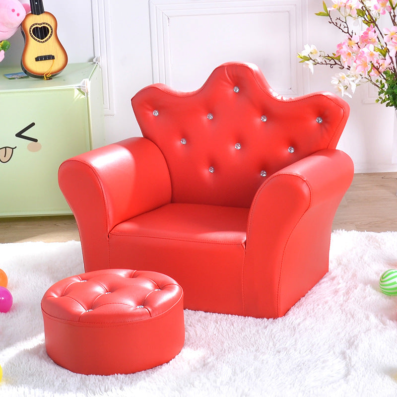 Children's Mini Cute Crown Sofa With Stool