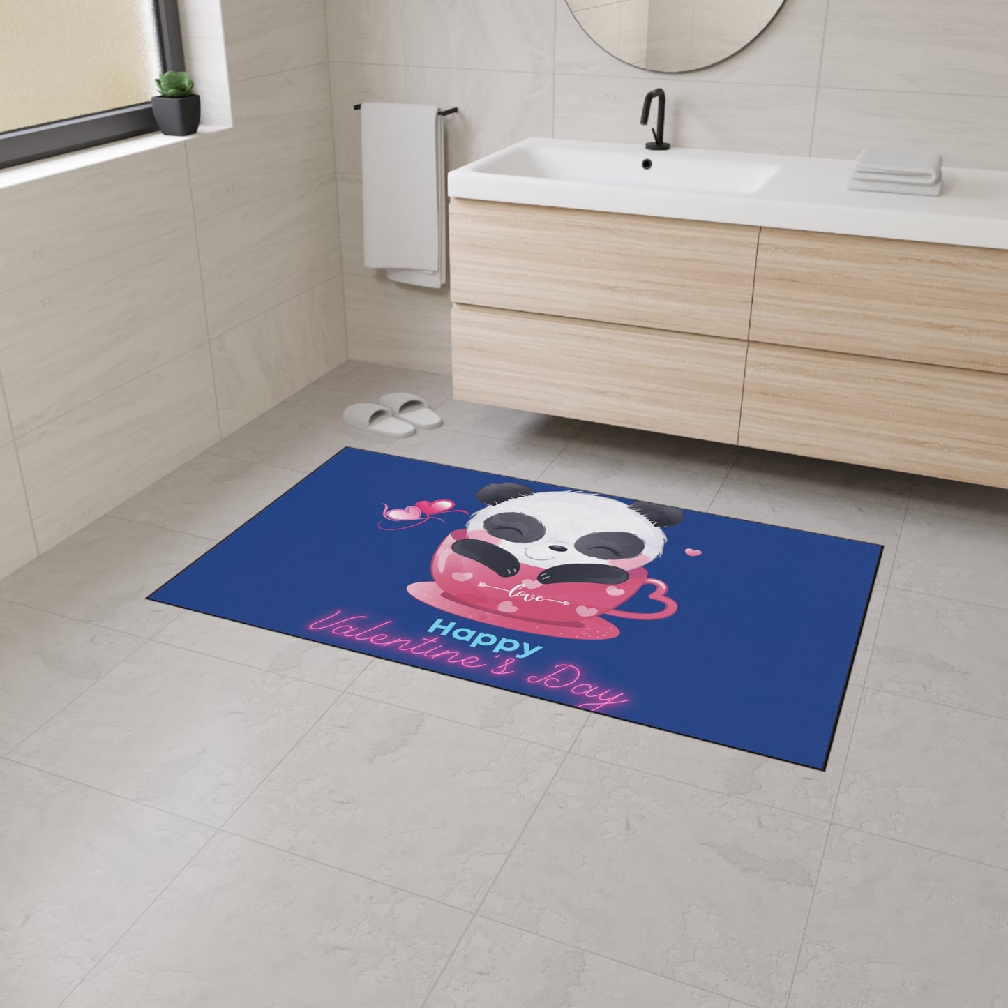 Panda Happy Valentine’s Day Heavy Duty Floor Mat