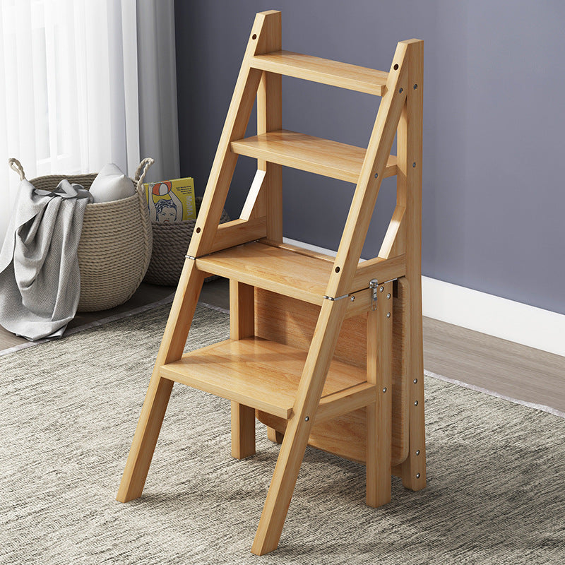 Solid Wood Step Stool In Indoor Living Room