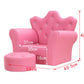 Children's Mini Cute Crown Sofa With Stool