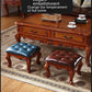Leather Square Stool Solid Wood Shoe Changing Stool