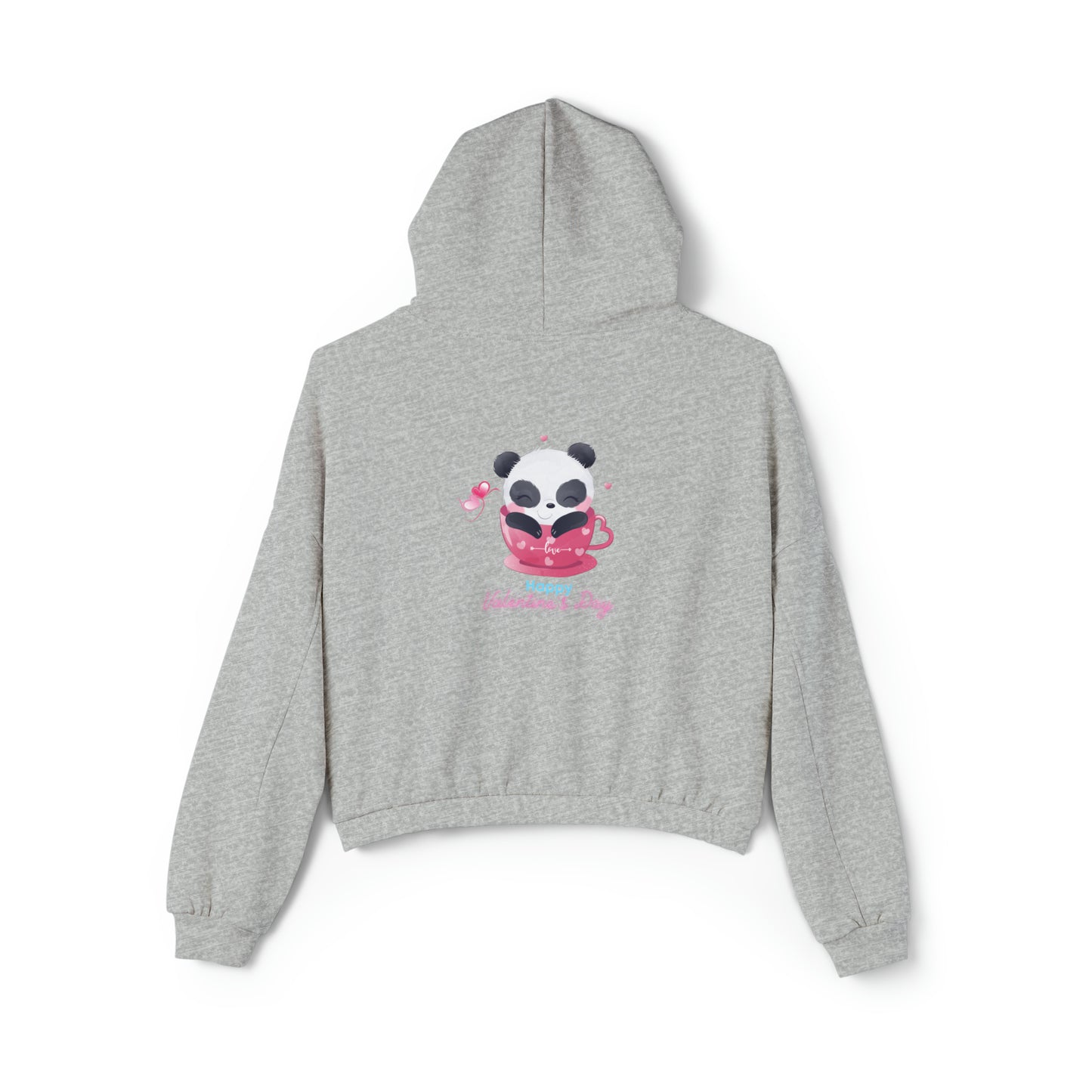 Panda Happy  Valentine’s Day Women's Cinched Bottom Hoodie