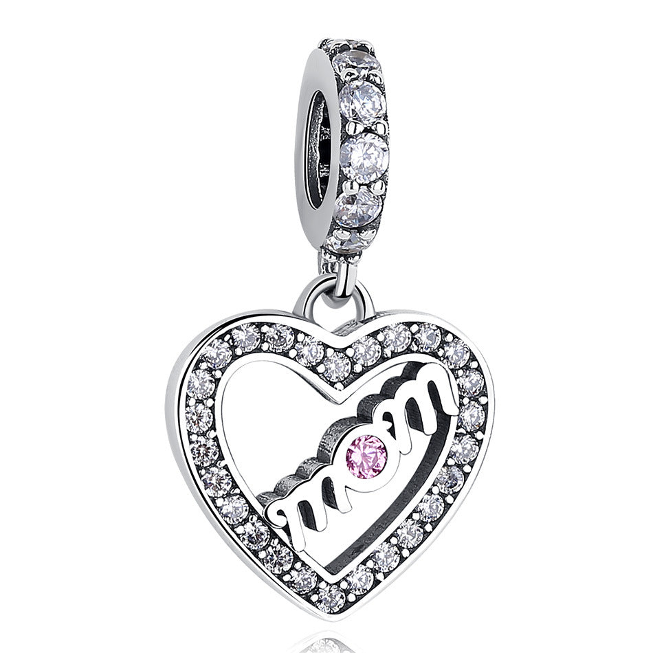 Sterling Silver Heart Cutout Mom Letter Bracelet