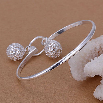 Sterling Silver Bracelet Double Ball Fashion Jewelry