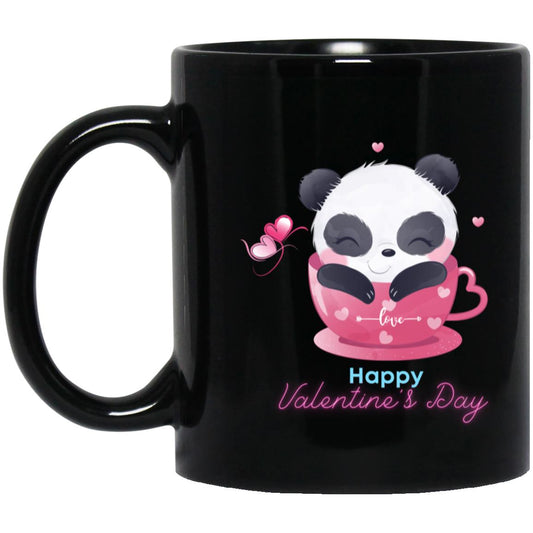 Panda Happy Valentine’s Day 11oz Black Mug