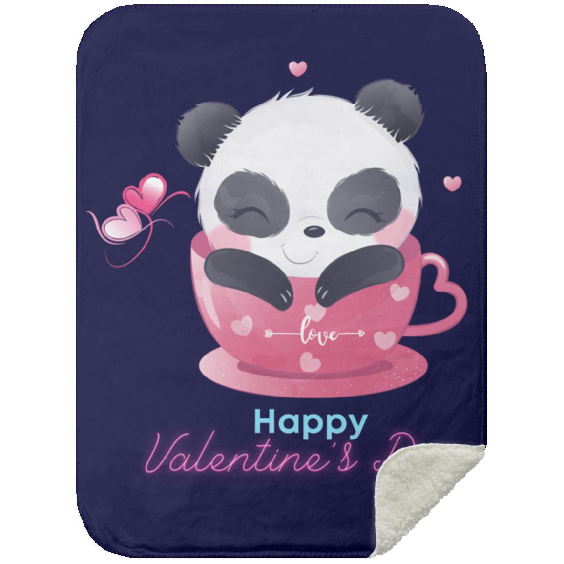 Panda Happy Valentine’s Day Premium Sherpa Blanket 30x40