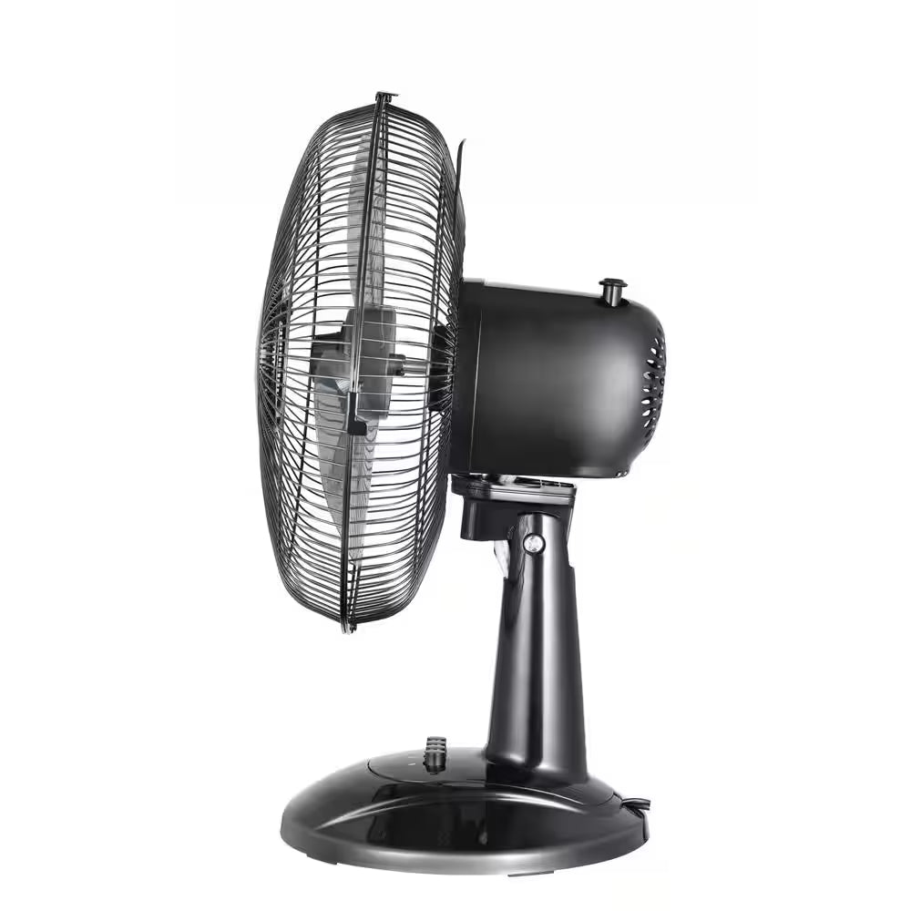 12 In. 3 Speed Personal Desk Fan in Black