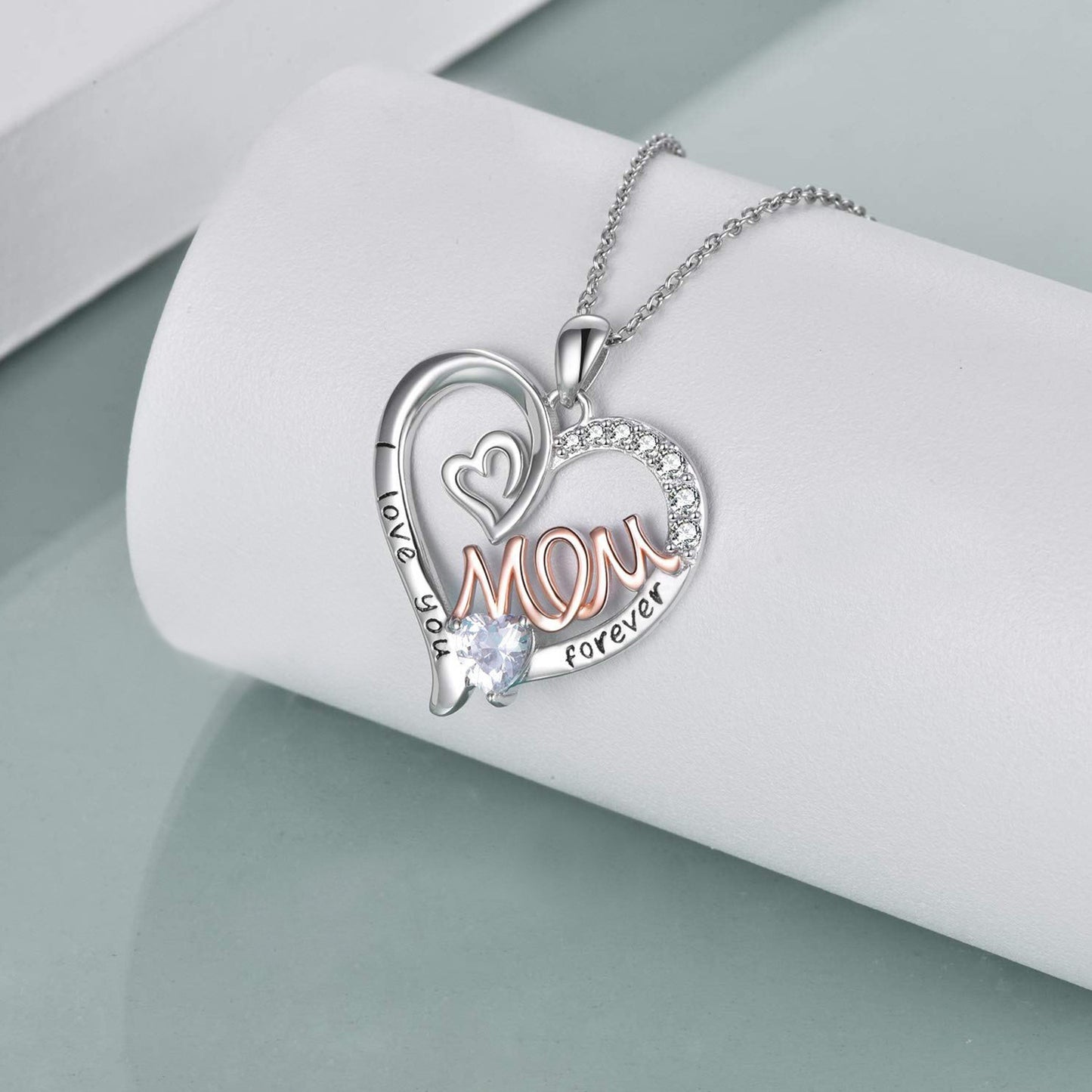 Heart Mom Double Love Mom Necklace Diamond-encrusted Monogram Pendant