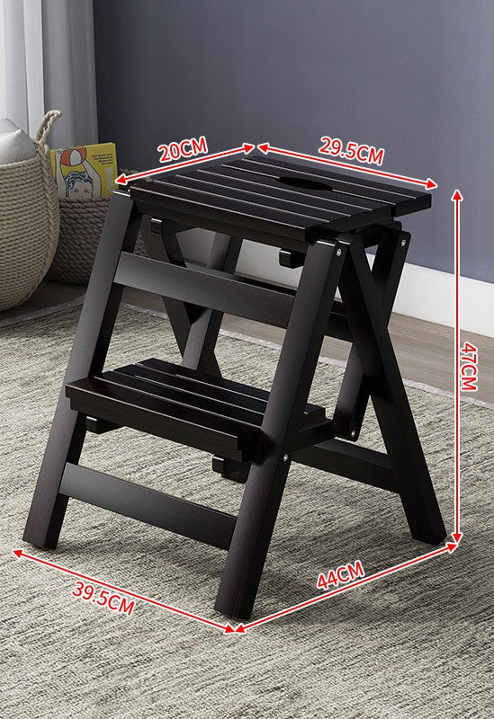 Solid Wood Step Stool In Indoor Living Room