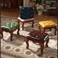Leather Square Stool Solid Wood Shoe Changing Stool