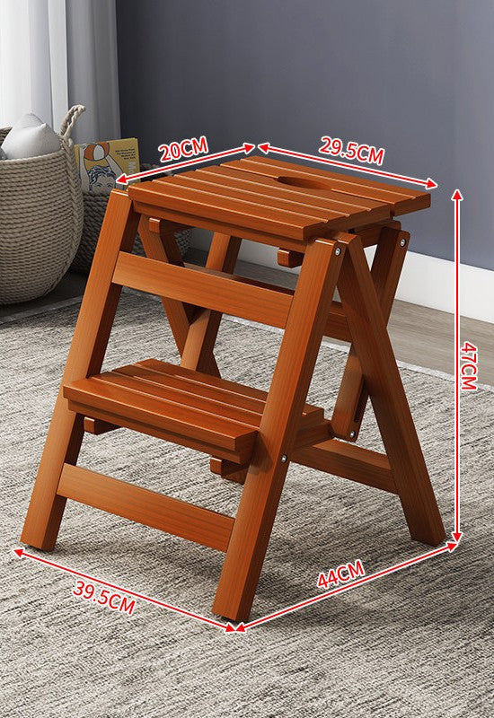 Solid Wood Step Stool In Indoor Living Room