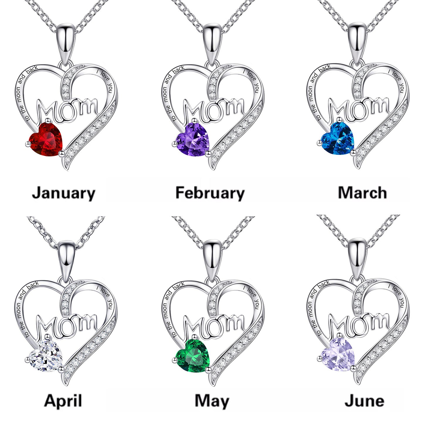 Mom Heart-shaped Diamond-studded Necklace Mother's Day Gift Necklace