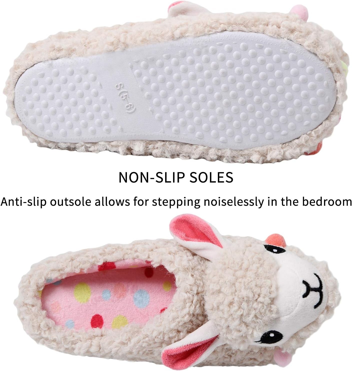 Cute Animal Slippers Soft Funny Alpaca Slippers Fuzzy Llama Slippers Memory Foam for Women Indoor Warm Fleece Bedroom Slippers Ladies Girls House Non-Slip Slippers