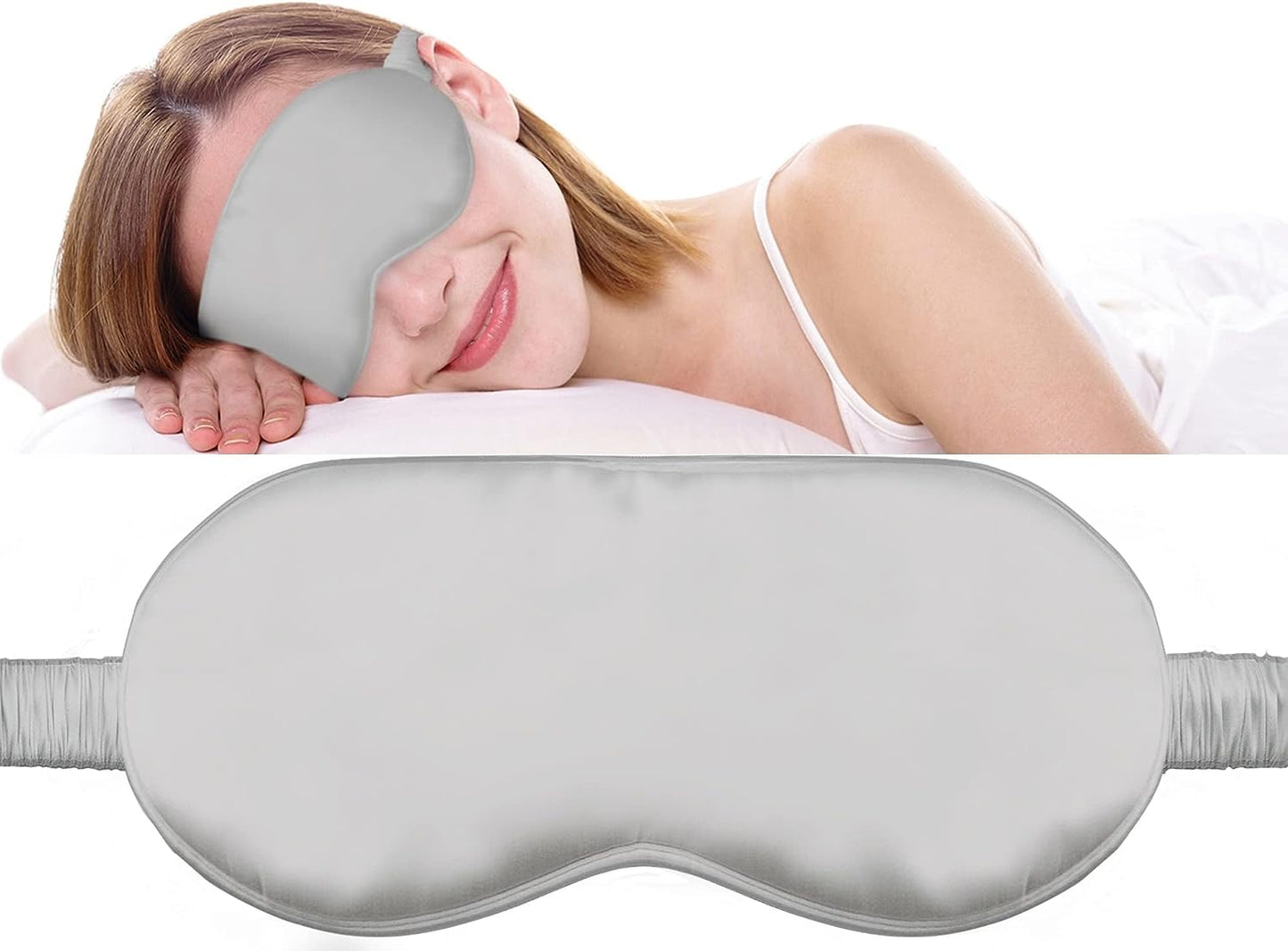 Silk Eye Mask with Elastic Band - 100% Pure Mulberry Sleep Mask - 25 Momme, Anti-Aging, Hypoallergenic, Blocks Light - Soft & Smooth Night Eye Cover for Sleeping & Travel with Box