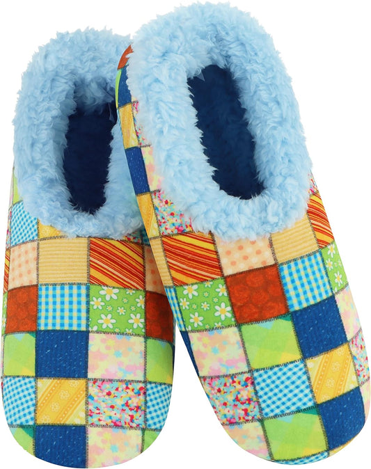 Womens Slipper Socks - Patchwork Womens Slippers - Cozy, Fuzzy Slippers for Women - Fuzzy Indoor House Slippers