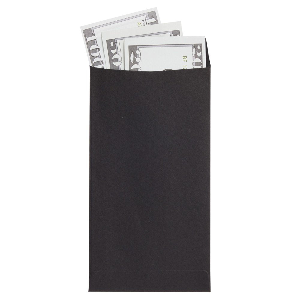 100 Pack Black Money Envelopes for Cash - 100 GSM Kraft Paper - Money Saving Challenges Envelopes for Currency & Coins (3.5X6.5 In)