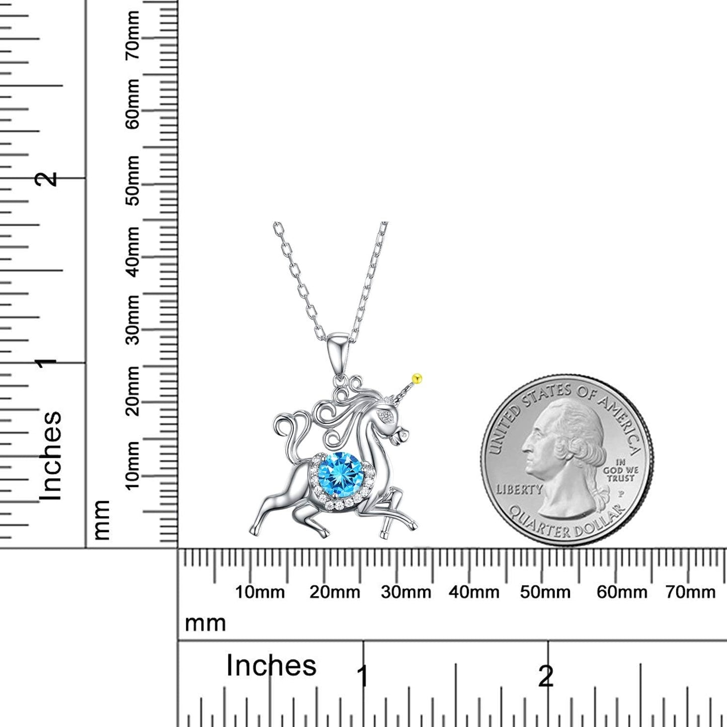 Valentines Day Birthday Gifts Unicorn Necklace for Daughter 925 Sterling Silver Animal Pendant Necklace February March Birthstone Amethyst Aquamarine Jewelry for Wife Girlfriend